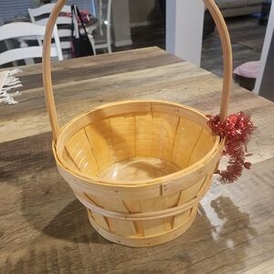 Natural Wood Basket with Handle
